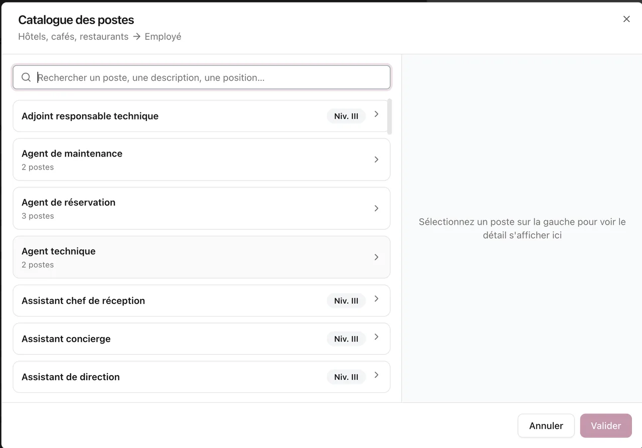 Choisissez le poste d’un salarié, sa classification se remplit toute seule (2/2)