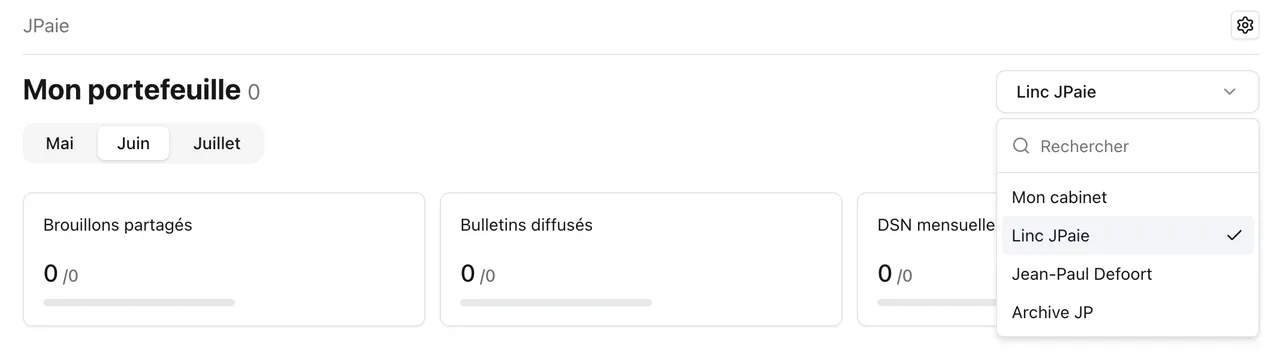 Filtre sur le tableau de bord : votre portefeuille ou celui de vos collègues