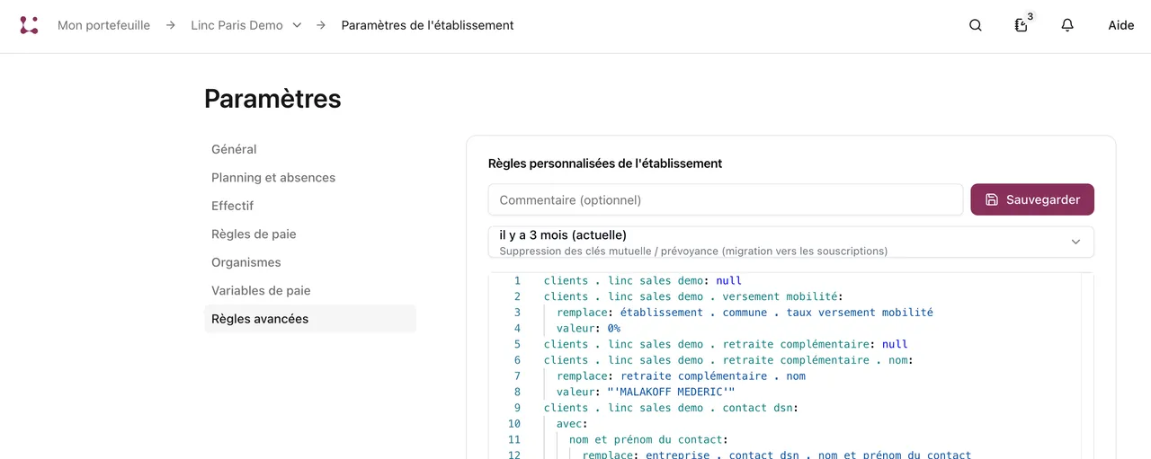 Unification des menus dans les “Paramètres d’établissement” (5/5)