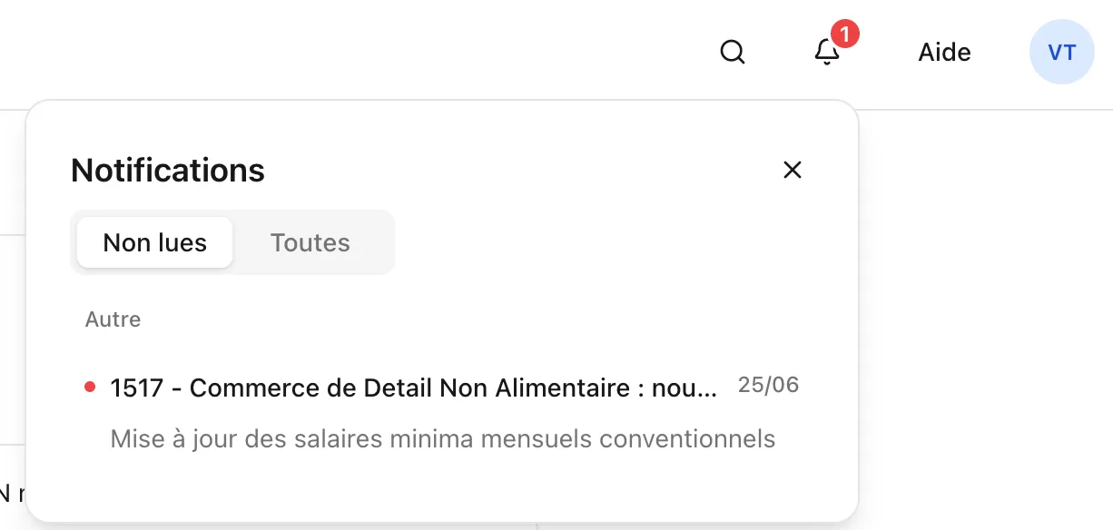 Un centre de notifications fait son apparition