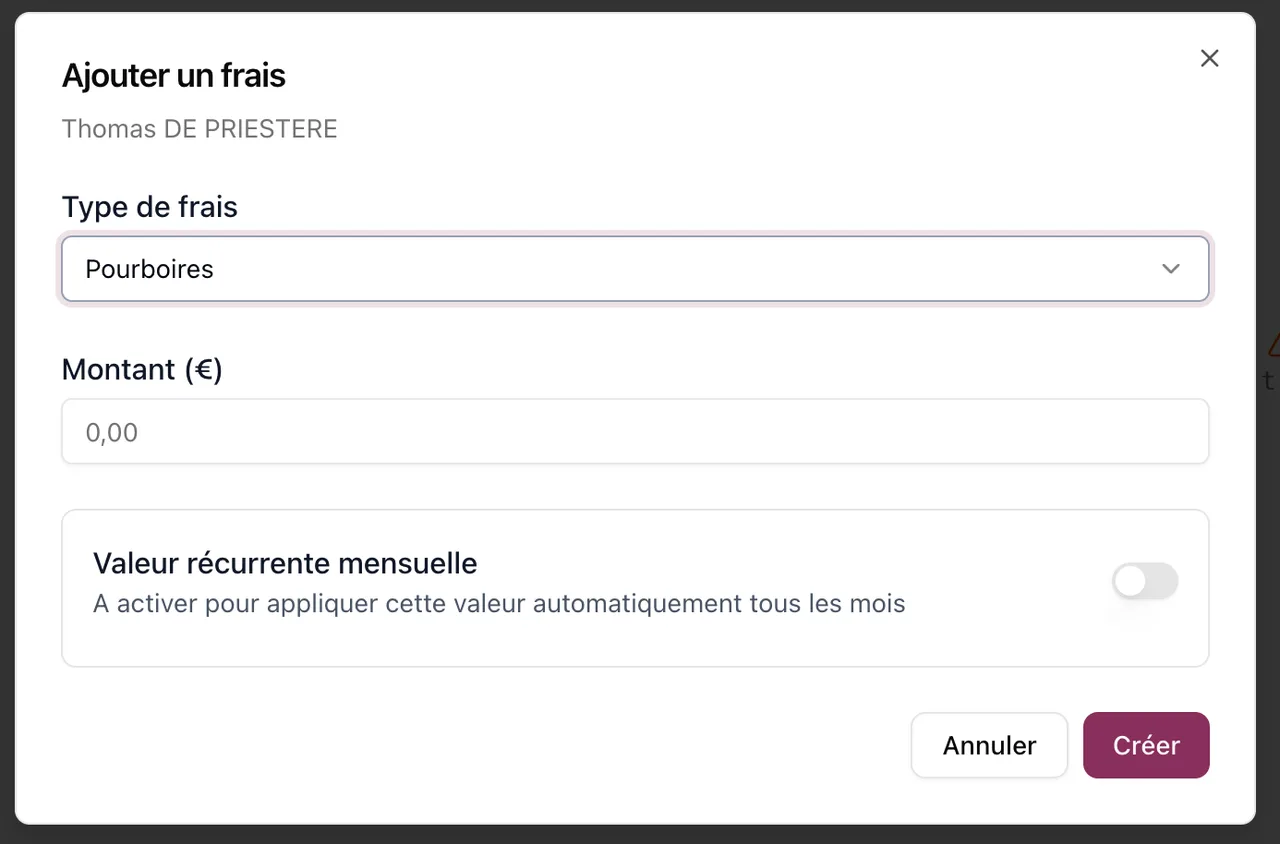 Éléments variables de paie disponible pour les clients sous convention des Hôtels, Cafés, Restaurant (3/3)