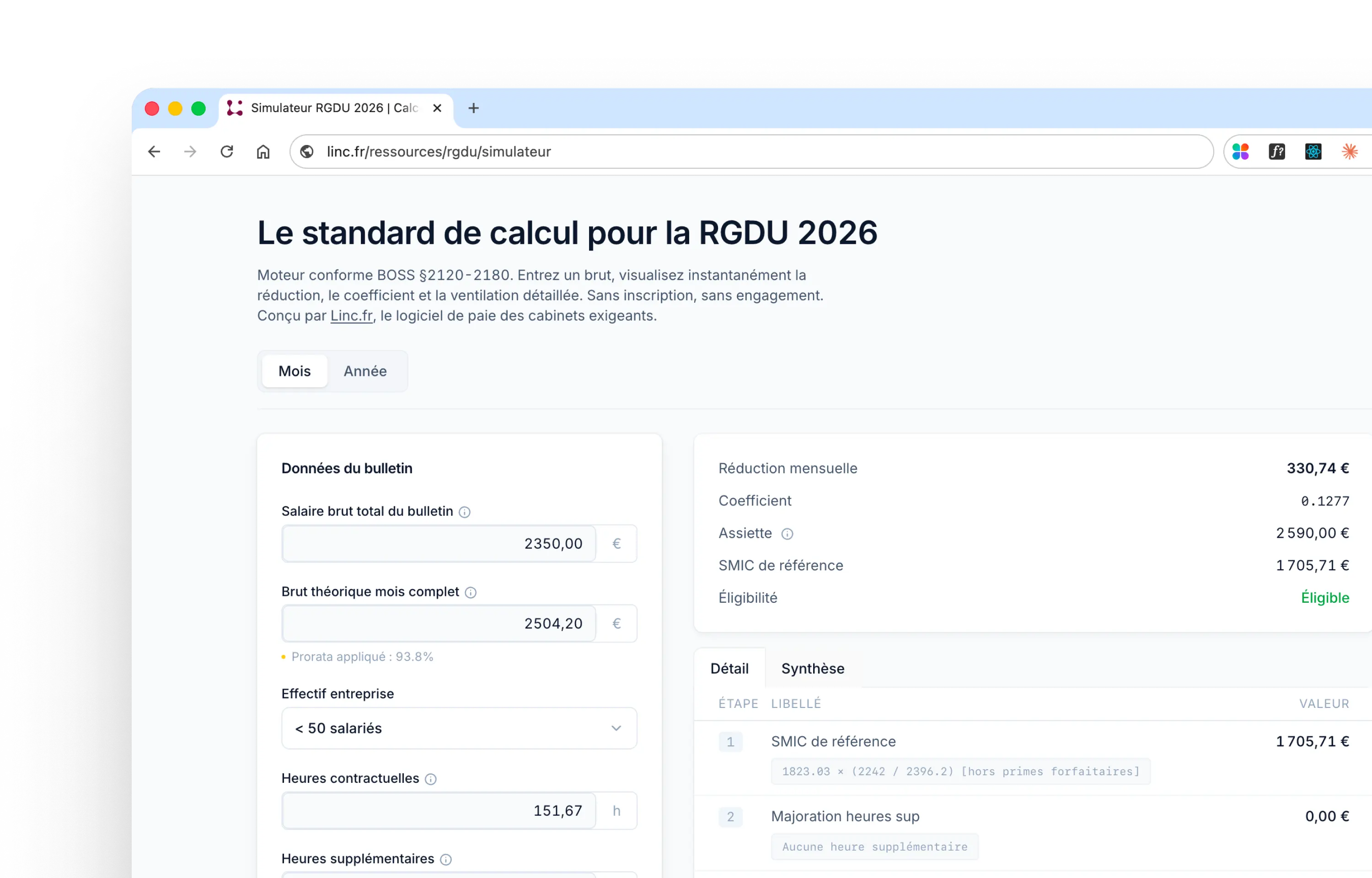 Aperçu du simulateur RGDU 2026